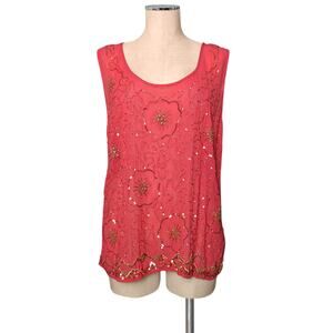 MOULINETTE SOEURS Anthropologie Beaded Sequin Blouse Top Tank 10